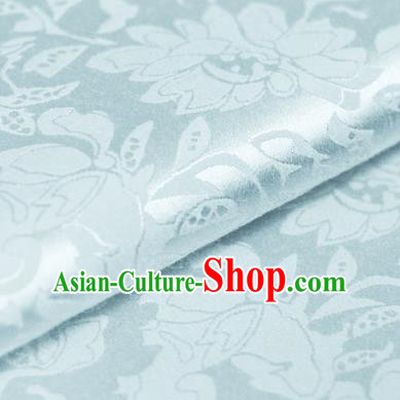 Chinese Traditional Cheongsam Fabric Peony Pattern Blue Brocade Material Hanfu Classical Satin Silk Fabric