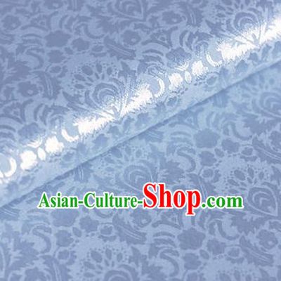 Chinese Traditional Fabric Cheongsam Pattern Blue Brocade Material Hanfu Classical Satin Silk Fabric