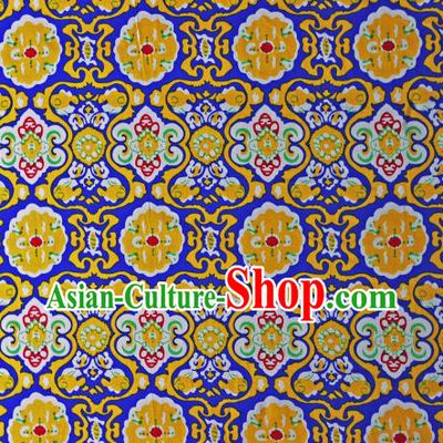 Chinese Traditional Fabric Cheongsam Printing Yellow Brocade Material Hanfu Classical Satin Silk Fabric