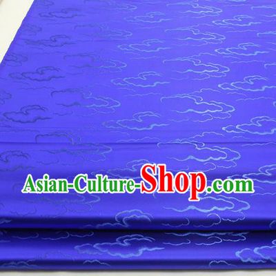 Chinese Traditional Tang Suit Royal Clouds Pattern Royalblue Brocade Satin Fabric Material Classical Silk Fabric