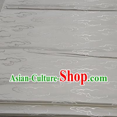 Chinese Traditional Tang Suit Royal Clouds Pattern White Brocade Satin Fabric Material Classical Silk Fabric