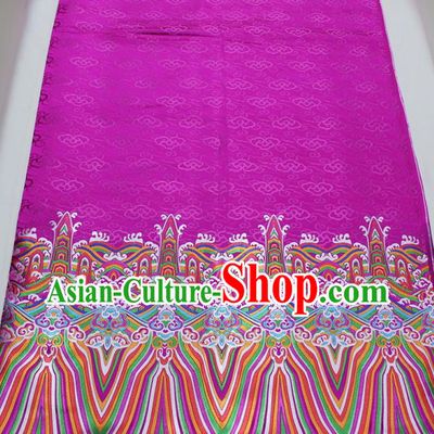 Asian Chinese Traditional Tang Suit Royal Waves Pattern Rosy Brocade Satin Fabric Material Classical Silk Fabric
