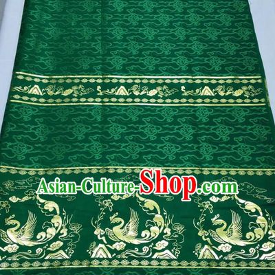 Chinese Traditional Fabric Royal Phoenix Pattern Green Brocade Material Hanfu Classical Satin Silk Fabric
