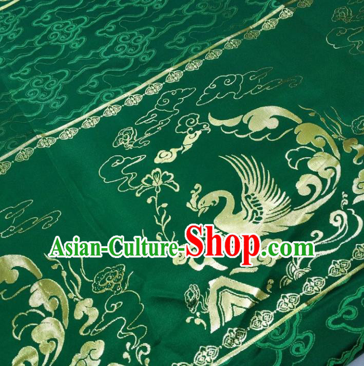 Chinese Traditional Fabric Royal Phoenix Pattern Green Brocade Material Hanfu Classical Satin Silk Fabric Chinese Traditional Fabric Royal Phoenix Pattern Green Brocade Material Hanfu Classical Satin Silk Fabric