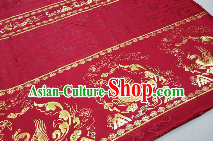 Chinese Traditional Fabric Royal Phoenix Pattern Red Brocade Material Hanfu Classical Satin Silk Fabric Chinese Traditional Fabric Royal Phoenix Pattern Red Brocade Material Hanfu Classical Satin Silk Fabric