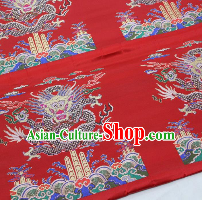 Chinese Traditional Fabric Royal Dragons Pattern Red Brocade Material Hanfu Classical Satin Silk Fabric Chinese Traditional Fabric Royal Dragons Pattern Red Brocade Material Hanfu Classical Satin Silk Fabric