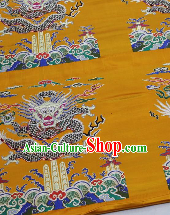 Chinese Traditional Fabric Royal Dragons Pattern Golden Brocade Material Hanfu Classical Satin Silk Fabric Chinese Traditional Fabric Royal Dragons Pattern Golden Brocade Material Hanfu Classical Satin Silk Fabric