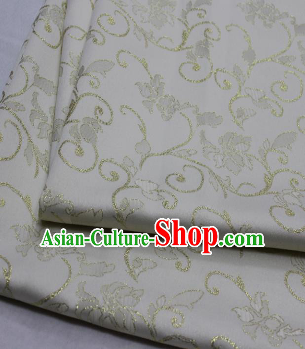Chinese Traditional Fabric Royal Pattern White Brocade Material Hanfu Classical Satin Silk Fabric Chinese Traditional Fabric Royal Pattern White Brocade Material Hanfu Classical Satin Silk Fabric