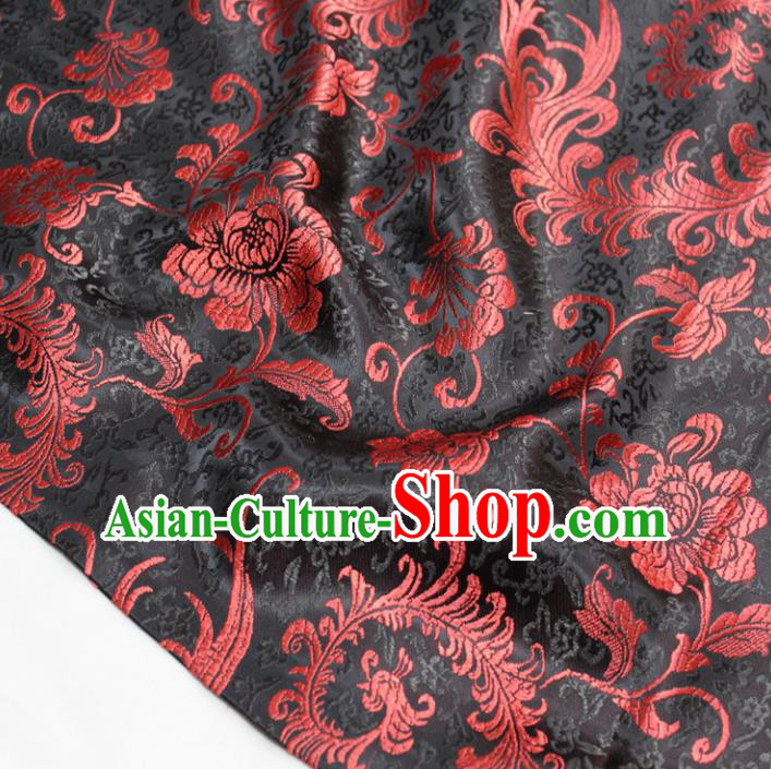 Chinese Traditional Fabric Royal Pattern Black Brocade Material Hanfu Classical Satin Silk Fabric Chinese Traditional Fabric Royal Pattern Black Brocade Material Hanfu Classical Satin Silk Fabric