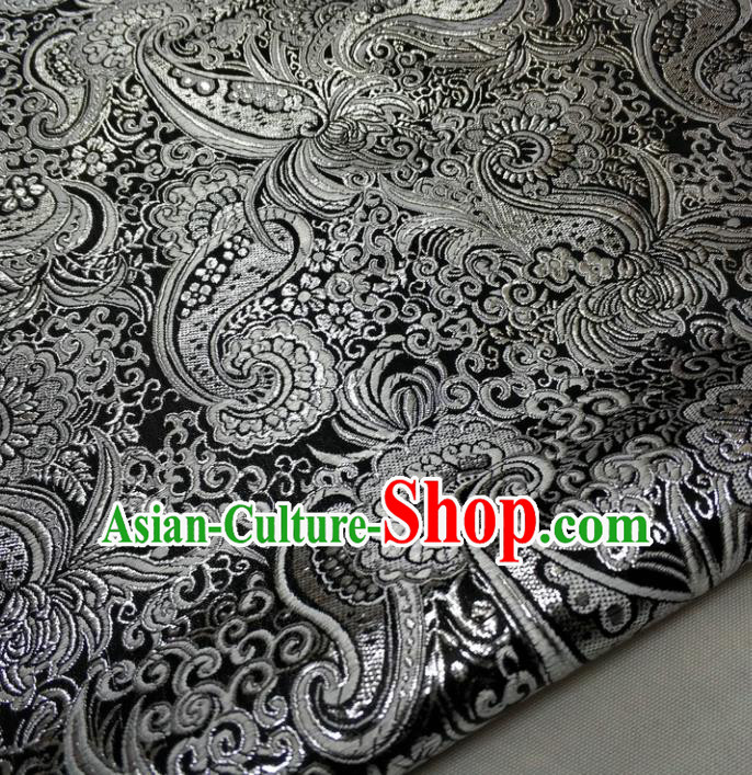 Chinese Traditional Fabric Royal Pattern Black Brocade Material Hanfu Classical Satin Silk Fabric Chinese Traditional Fabric Royal Pattern Black Brocade Material Hanfu Classical Satin Silk Fabric