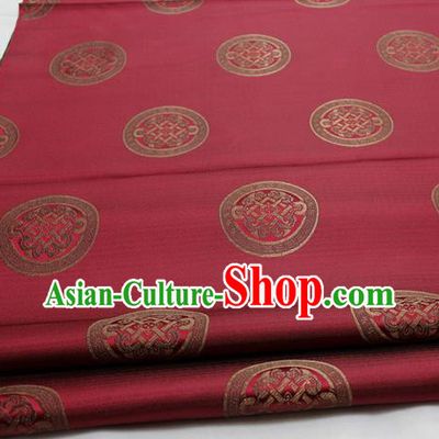 Chinese Traditional Tang Suit Fabric Royal Lucky Pattern Wine Red Brocade Material Hanfu Classical Satin Silk Fabric