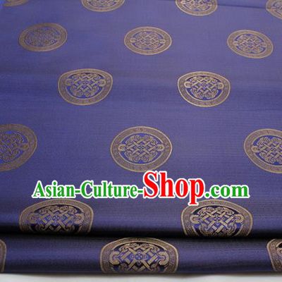 Chinese Traditional Tang Suit Fabric Royal Lucky Pattern Blue Brocade Material Hanfu Classical Satin Silk Fabric