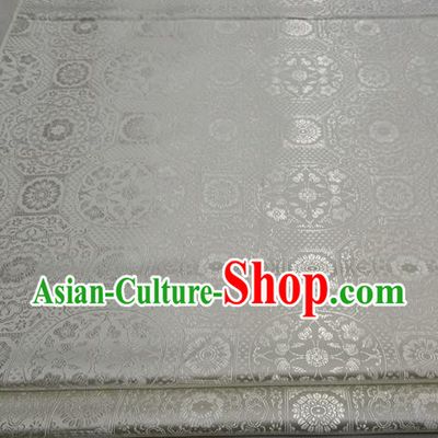Chinese Traditional Tang Suit White Satin Fabric Royal Pattern Brocade Material Classical Silk Fabric