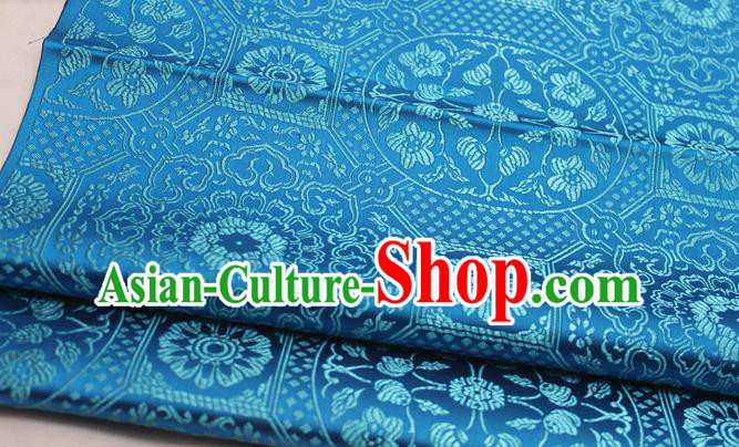 Chinese Traditional Tang Suit Blue Satin Fabric Royal Pattern Brocade Material Classical Silk Fabric Chinese Traditional Tang Suit Blue Satin Fabric Royal Pattern Brocade Material Classical Silk Fabric