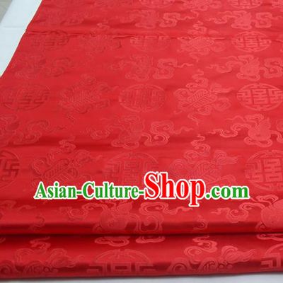 Chinese Traditional Tang Suit Satin Fabric Royal Calabash Pattern Red Brocade Material Classical Silk Fabric