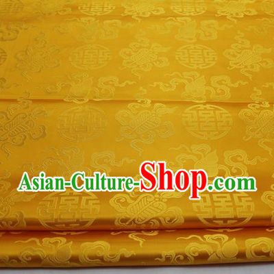 Chinese Traditional Tang Suit Satin Fabric Royal Calabash Pattern Golden Brocade Material Classical Silk Fabric
