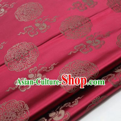 Chinese Traditional Tang Suit Wine Red Brocade Royal Happiness Calabash Pattern Satin Fabric Material Classical Silk Fabric