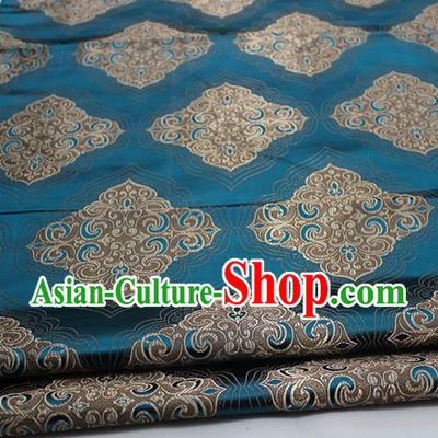 Chinese Traditional Tang Suit Peacock Blue Brocade Royal Pattern Satin Fabric Material Classical Silk Fabric