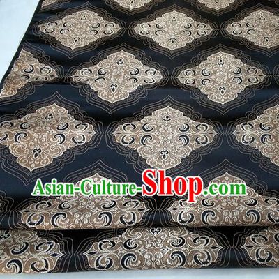 Chinese Traditional Tang Suit Black Brocade Royal Pattern Satin Fabric Material Classical Silk Fabric