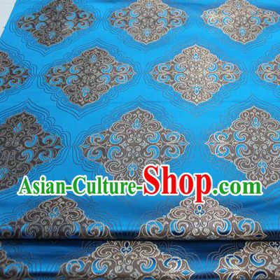 Chinese Traditional Tang Suit Blue Brocade Royal Pattern Satin Fabric Material Classical Silk Fabric