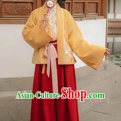 Chinese Traditional Ancient Young Lady Embroidered Hanfu Dress Song Dynasty Female Scholar Historical Costume for Women