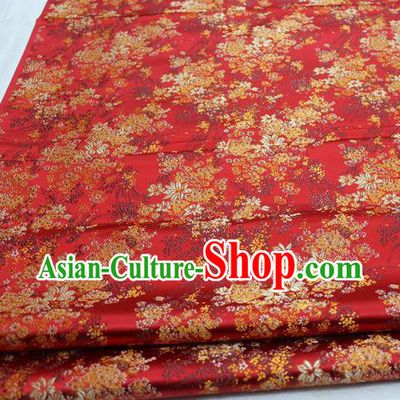 Asian Chinese Traditional Tang Suit Royal Cherry Blossom Pattern Red Brocade Satin Fabric Material Classical Silk Fabric
