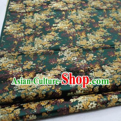 Asian Chinese Traditional Tang Suit Royal Cherry Blossom Pattern Green Brocade Satin Fabric Material Classical Silk Fabric