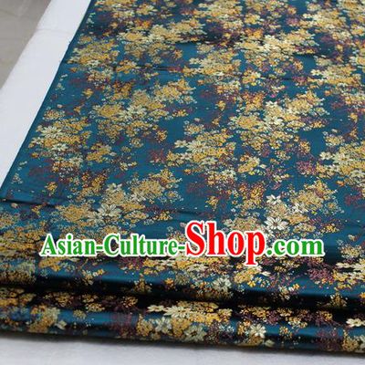 Asian Chinese Traditional Tang Suit Royal Cherry Blossom Pattern Peacock Green Brocade Satin Fabric Material Classical Silk Fabric