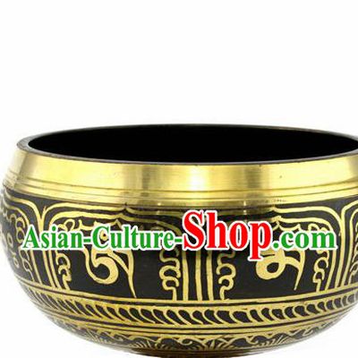 Chinese Traditional Buddhism Copper Sanskrit Bowl Feng Shui Items Buddhist Decoration