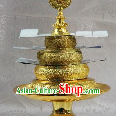 Chinese Traditional Buddhism Brass Tray Feng Shui Items Vajrayana Buddhist Teaboard Decoration