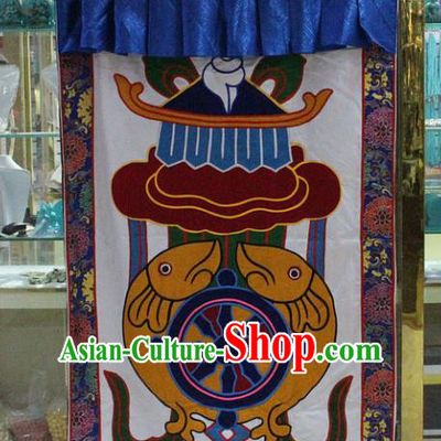 Chinese Traditional Buddhist Brocade Door Curtain Tibetan Buddhism Portiere Decoration