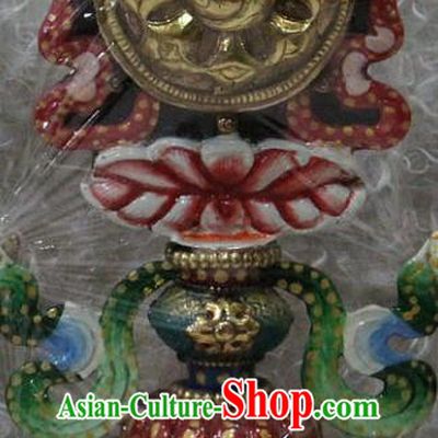 Chinese Traditional Tibetan Buddhism Feng Shui Items Copper Gilding Decoration Buddhist Colored Drawing Offerings