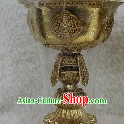 Chinese Traditional Buddhist Brass Carving Lampstand Buddha Cup Decoration Tibetan Buddhism Feng Shui Items
