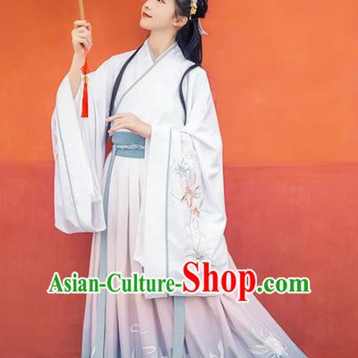 Chinese Ancient Court Maid Hanfu Dress Traditional Han Dynasty Princess Palace Lady Embroidered Historical Costume for Women