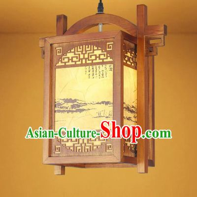Chinese Traditional Hanging Lantern Handmade Wood Palace Lanterns Ceiling Lamp