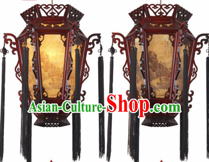 Chinese Traditional Hanging Lantern Handmade Wood Carving Palace Lanterns Ceiling Lamp Chinese Traditional Hanging Lantern Handmade Wood Carving Palace Lanterns Ceiling Lamp