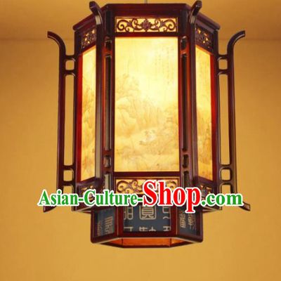 Chinese Traditional Wood Carving Palace Lantern Handmade New Year Hanging Lanterns Ceiling Lamp