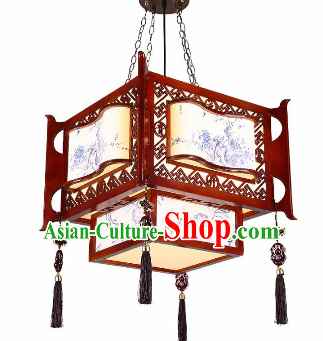 Chinese Traditional Handmade Printing Wood Carving Palace Lantern Classical Hanging Lanterns Ceiling Lamp Chinese Traditional Handmade Printing Wood Carving Palace Lantern Classical Hanging Lanterns Ceiling Lamp