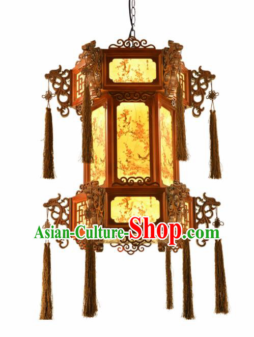 Chinese Traditional Handmade Wood Carving Dragon Head Palace Lantern Classical Hanging Lanterns Ceiling Lamp Chinese Traditional Handmade Wood Carving Dragon Head Palace Lantern Classical Hanging Lanterns Ceiling Lamp