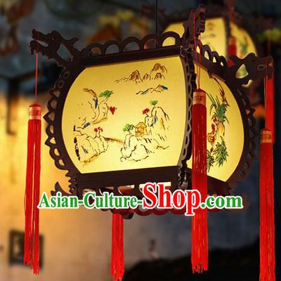 Chinese Traditional New Year Yellow Palace Lantern Handmade Hanging Lanterns Ceiling Lamp