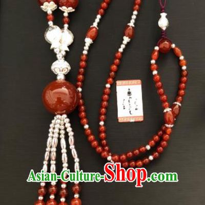 Traditional Chinese Mongol Nationality Necklet Accessories Mongolian Ethnic Agate Beads Necklace for Women
