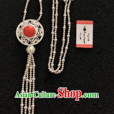 Traditional Chinese Mongol Nationality Tassel Necklet Accessories Mongolian Ethnic Necklace for Women