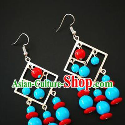 Traditional Chinese Mongolian Ethnic Folk Dance Ear Accessories Mongol Nationality Earrings for Women