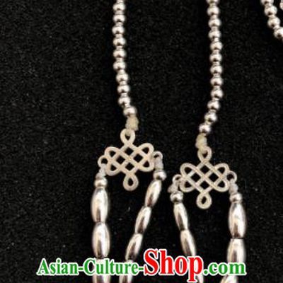 Traditional Chinese Mongol Nationality Sliver Chinese Knot Necklet Accessories Mongolian Ethnic Necklace for Women