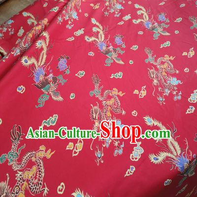 100% Pure Silk Dragon Phoenix Pattern Fabric