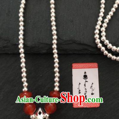 Chinese Mongol Nationality Sliver Necklet Accessories Traditional Mongolian Ethnic Necklace for Women