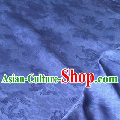 Blue Classic Royal 100% Pure Silk Round Dragon Pattern Fabric Chinese Traditional Silk Fabrics