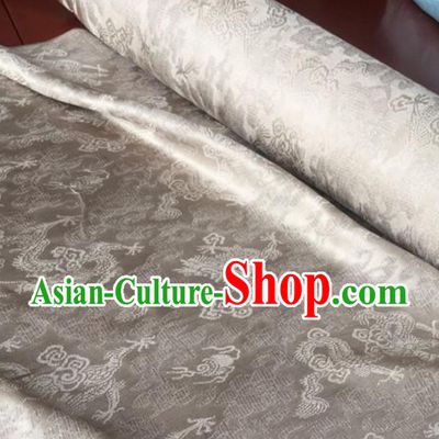 Silver Classic Royal 100% Pure Silk Round Dragon Pattern Fabric Chinese Traditional Silk Fabrics