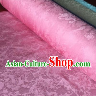 Pink Classic Royal 100% Pure Silk Round Dragon Pattern Fabric Chinese Traditional Silk Fabrics