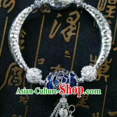 Chinese Traditional Mongol Nationality Sliver Bracelet Mongolian Ethnic Jewelry Accessories for Women